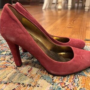 Red Suede Women's Heels